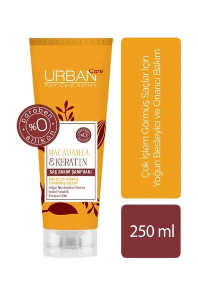 Urban Care Macadamia&keratin Çok Işlem Görmüş Saçlara Özel Onarıcı Şampuan-250ml-vegan ürün görseli