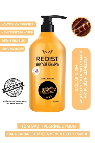 Redist Haircare Shampoo 1000 Ml Şampuan Tuz Içermez, Unisex, Tüm Saçlar Için Uygun - 2