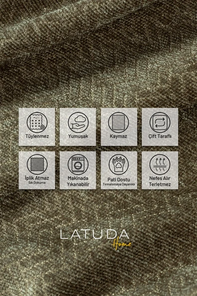 Jakarlı Şönil Koltuk Örtüsü  | Çekyat Örtüsü | Koltuk Şalı 110x175 2 Ad. Kaymaz Kapuçino - Resim 2