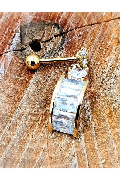 Çelik Zirkon Taşlı Piercing
