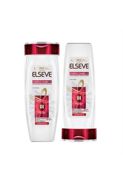 ELSEVE Komple Onarıcı 450 ml 5 Şampuan + Saç Bakım Kremi 175 ml