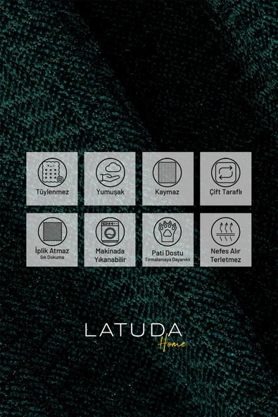 Jakarlı Şönil Koltuk Örtüsü | Çekyat Örtüsü | Koltuk Şalı 110x175 2 Ad. Kaymaz Zümrüt - 2