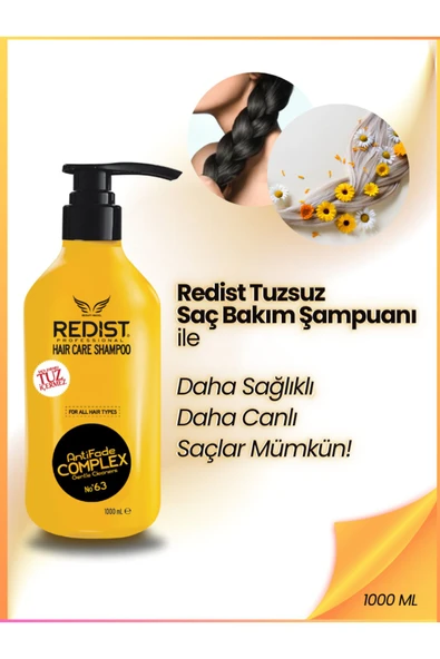 Redist Haircare Shampoo 1000 Ml Şampuan Tuz Içermez, Unisex, Tüm Saçlar Için Uygun - 4
