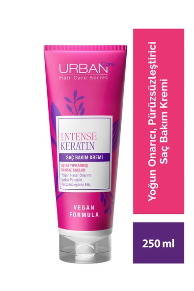 Urban Care Intense & Keratin Aşırı Yıpranmış ve Cansız Saçlara Özel Saç Bakım Kremi-250ml-vegan
