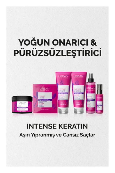 Urban Care Intense & Keratin Aşırı Yıpranmış ve Cansız Saçlara Özel Saç Bakım Kremi-250ml-vegan - Resim 4