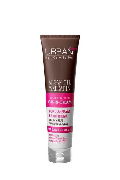 Urban Care Argan Oil & Keratin Kolay Kırılan Yıpranmış Saçlara Özel Durulanmayan Bakım Kremi -vegan-150ml - Resim 2