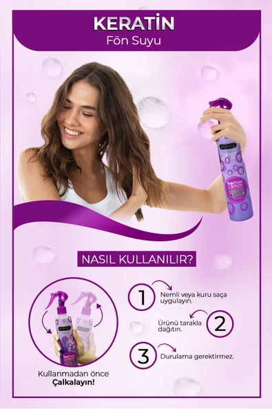 Morfose Keratin Içerikli Fön Suyu Mor 400 Ml - Resim 3