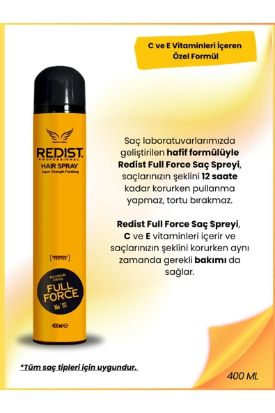 Redist Full Force Saç Spreyi 400ml - Resim 2