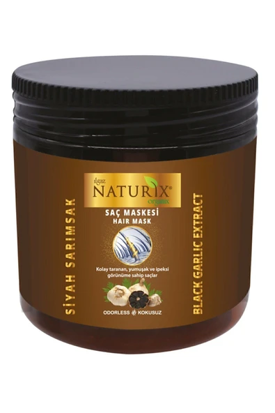 Naturix Tuzsuz Saç Maskesi Tüm Saç Tipleri Için Doğal Siyah Sarımsak Özlü 500 Ml Saç Bakım Maskesi - 3