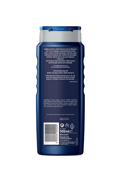 NIVEA Men Protect&Care Duş Jeli 500 ml, 3'ü 1 Arada Komple Bakım, Vücut, Saç ve Yüz için - 3