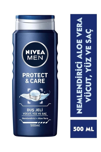 NIVEA Men Protect&Care Duş Jeli 500 ml, 3'ü 1 Arada Komple Bakım, Vücut, Saç ve Yüz için - 1