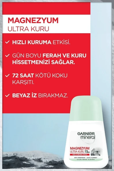 Garnier Mineral Magnezyum Ultra Kuru Roll-on Deodorant - Resim 3