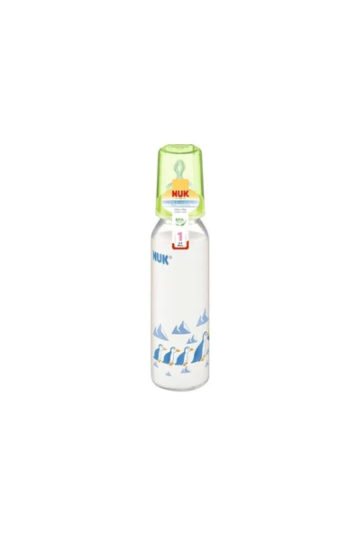 Nuk Silikon Emzikli Cam Biberon 250 ml - Yeşil