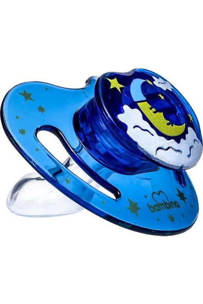 Bambino Silikon Desenli Damaklı Emzik No:2 Mavi