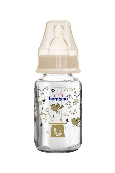 Bambino Desenli Cam Biberon 125 ml Şapka