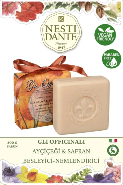 Nesti Dante Sabun Gli Officinali Ayçiçeği ve Safran Vegan Bakım 200 g - Resim 3