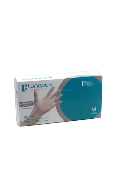 Tunçpek Pudrasız Vinyl Eldiven M - Beyaz