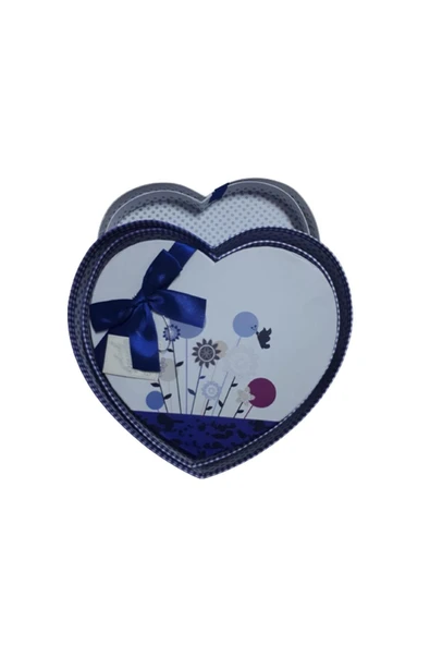 HEDİYE KUTUM Mavi Kareli Kalpli Hediye Kutusu 3lü - Resim 2