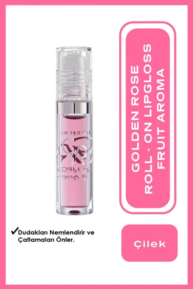 Golden Rose Roll On Lipgloss No:01 Strawberry - Meyveli Dudak Parlatıcısı - 8691190130008