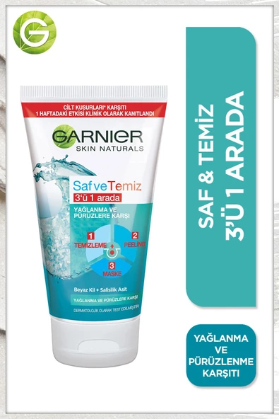 Garnier Saf & Temiz Yağlanma Ve Pürüzlere Karşı 3'ü 1 Arada 150 ml ürün görseli