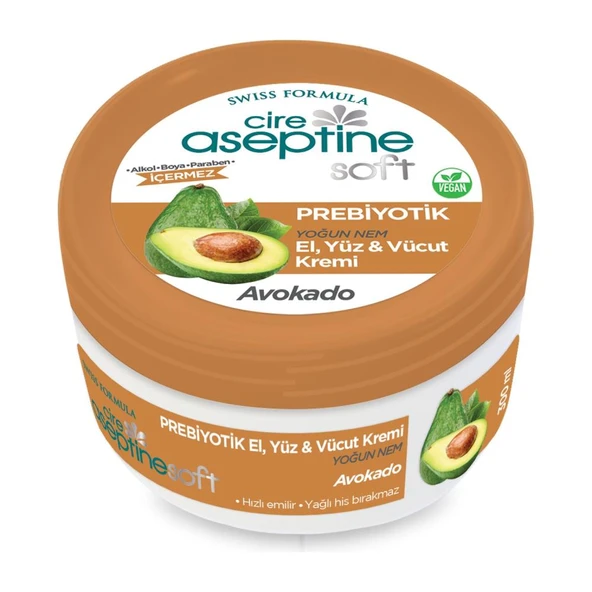 CIRE ASEPTINE Cire Aseptine Soft Avokado Prebiyotik Nemlendirici Bakım Kremi 300 ml