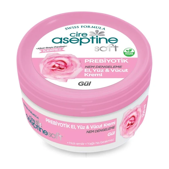 CIRE ASEPTINE Cire Aseptine Soft Güllü Prebiyotik Nemlendirici Bakım Kremi 300 ml