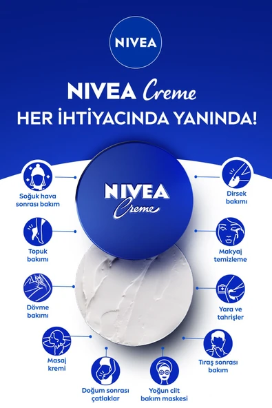 NIVEA Creme 75ml, Bakım Yapan Koruma, Uzun Süreli Yoğun Nemlendirici, El Yüz ve Vücut - Resim 2