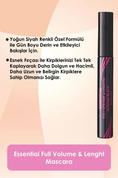 Golden Rose Essential Full Volume & Lenght Mascara - Intense Black - Hacim Veren Maskara - 8691190070595 - 2