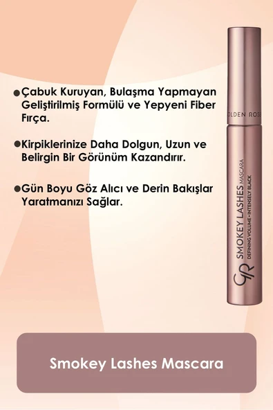 Golden Rose Smokey Lashes Mascara - Black - Hacim Veren Maskara - 8691190122409 - 2