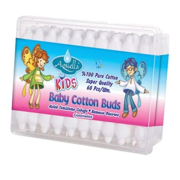 AQUELLA Kids Baby Kulak Temizleme Çubuğu 60 Adet