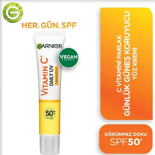 Garnier C Vitamini Günlük Güneş Koruyucu Fluid Yüz Kremi Görünmez Doku Spf50 40ml