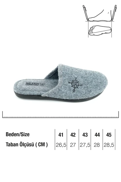 Gezer 15339 Kışlık Erkek Keçe Çıkarılabilir Taban Misafir Ev Bahçe Terlik - Resim 6