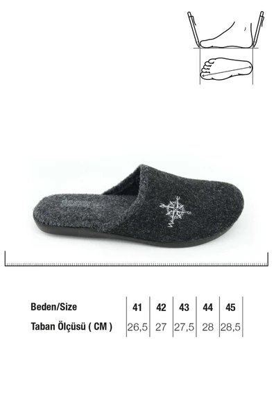 Gezer 15339 Kışlık Erkek Keçe Çıkarılabilir Taban Misafir Ev Bahçe Terlik - Resim 4