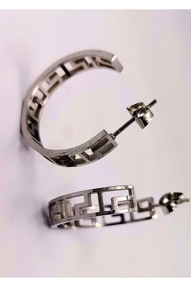 Gümüş Renk Figürlü Çelik  Küpe