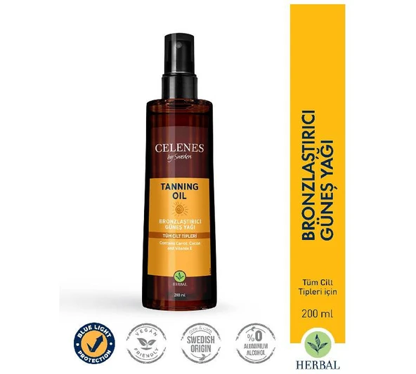 Celenes Herbal Bronzlaştırıcı Güneş Yağı 200 ml