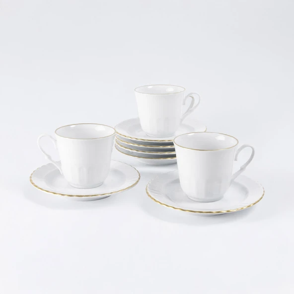 GÜRAL PORSELEN Sedef 2 Parça Tek Kişilik Çay Fincanı Mat Altın File - Resim 2