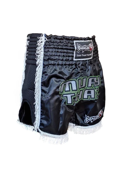 DragonDo MT3020 Apache Muaythai Şortu Siyah Püsküllü Şort Nakışlı Muay Thai Şortu - 2