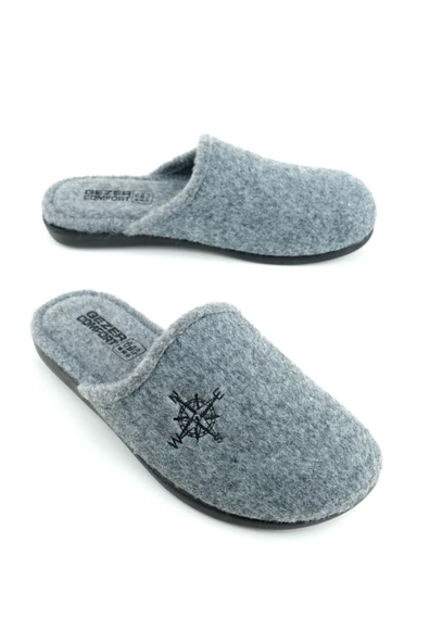 Gezer 15339 Kışlık Erkek Keçe Çıkarılabilir Taban Misafir Ev Bahçe Terlik - Resim 3