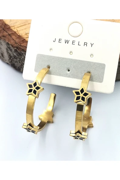 Zirkon Taşlı Lüks Çelik Küpe