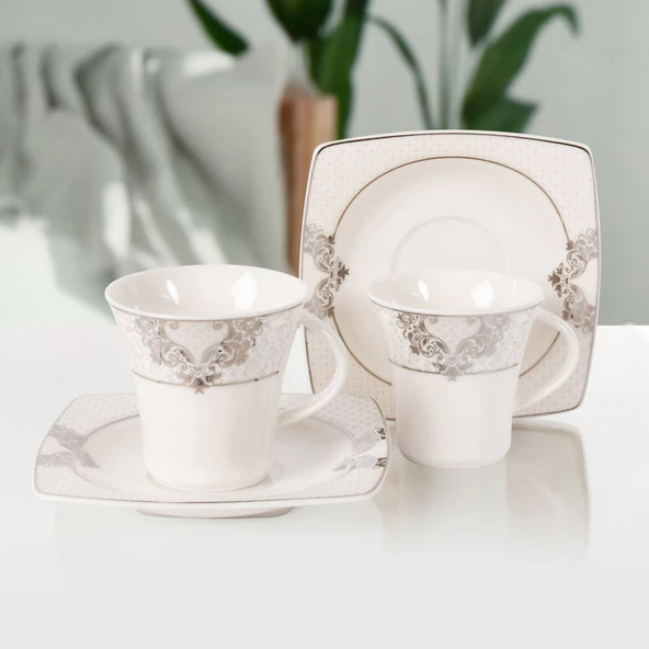 GÜRAL PORSELEN Caroline 12 Parça 6 Kişilik Kahve Takımı 6600 ürün görseli 1
