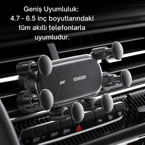 Essager Örümcek Tipi Klipsli Araç İçi Telefon Tutucu, 360 Derece Dönebilen Düşmez Titremez Telefon Tutucu - 2
