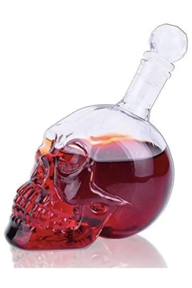 Crystal Head Kuru Kafa Cam Şişe Viski Likör Hediyelik Sürahi 550 Ml - 3
