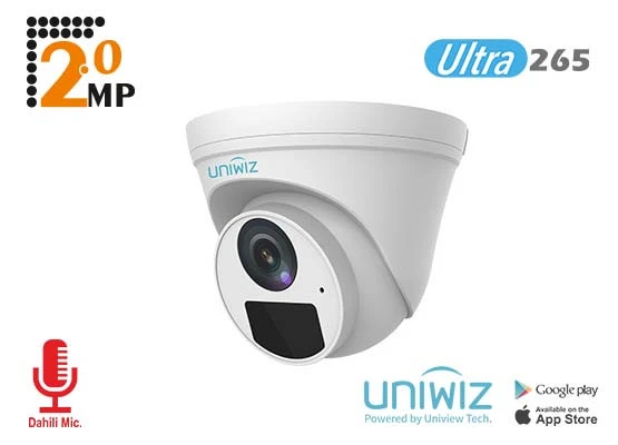 UNIWIZ IPC-T122-APF28 2.0 MP 2,8 MM LENS H.265 IP67 DAHİLİ MİKROFON PLASTİK DOME IP KAMERA