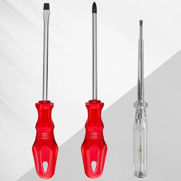 3 lü Tornavida Seti Düz Tornavida - Yıldız Tornavida - Kontrol Kalemi TG-53-vice/(1395) 2436 ürün görseli