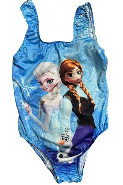 Kız Çocuk Karlar Kraliçesi Baskılı Mavi Mikro Mayo ürün görseli