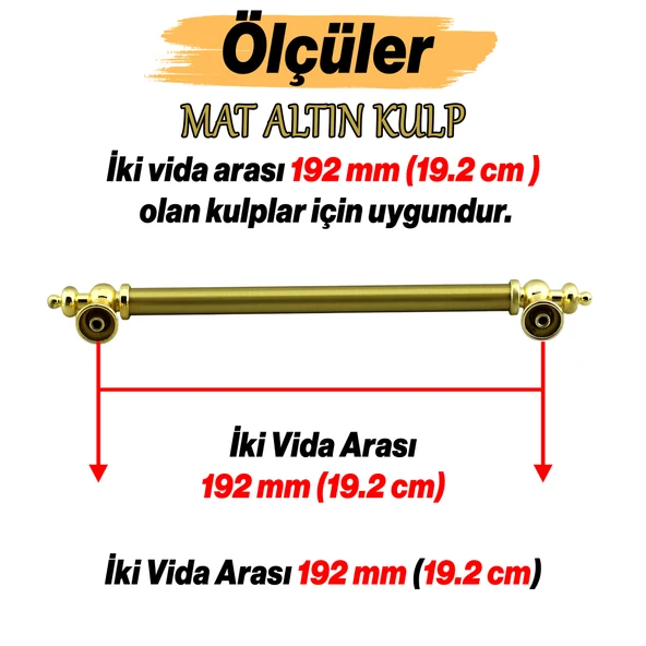 Osmanlı Metal Altın Kulp 192 mm 19.2 cm Mobilya Çekmece Mutfak Dolabı Dolap Kapak Kulplar Kulb Kulpu - Resim 2