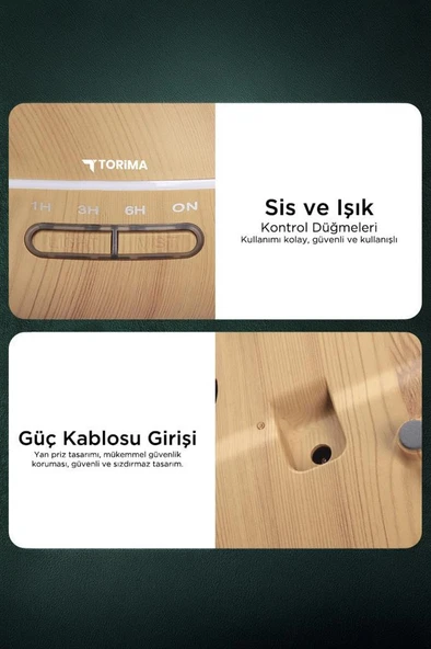 Torima SL-168 Koyu Ahşap Humidifier Hava Nemlendirici Ledli Aroma Terapisi Dekoratif Buhar Makinesi - 3