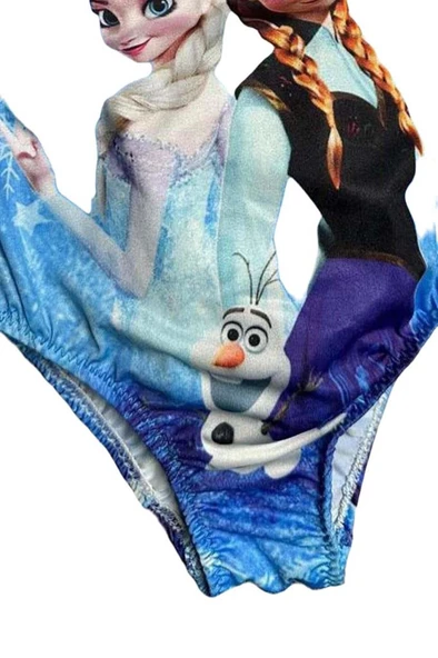 Kız Çocuk Karlar Kraliçesi Baskılı Mavi Mikro Mayo - Resim 2