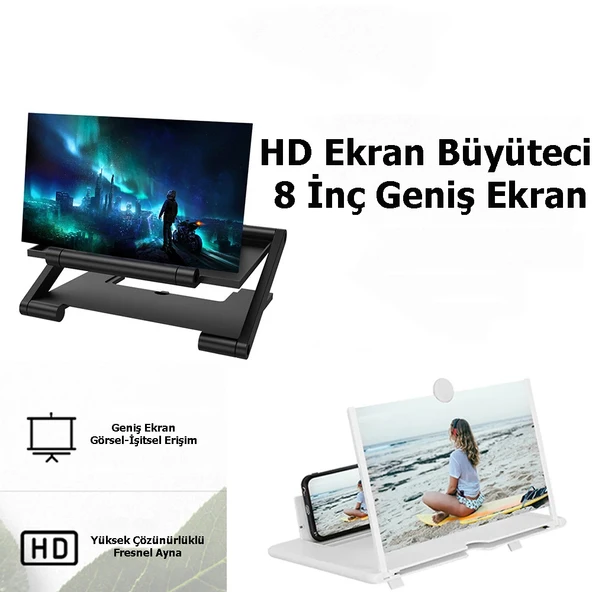 TechTic 8İnç 3D Uzaktan Kumandalı Telefon Ekran Büyüteci Telefon Projeksiyonu Ekran Büyütücü - 9