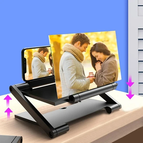 TechTic 8İnç 3D Uzaktan Kumandalı Telefon Ekran Büyüteci Telefon Projeksiyonu Ekran Büyütücü - 8